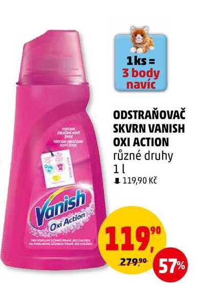 ODSTRAŇOVAČ SKVRN VANISH OXI ACTION různé druhy, 1 l 