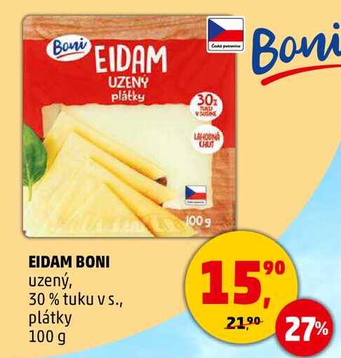 EIDAM BONI uzený, 30% tuku v s., plátky, 100 g