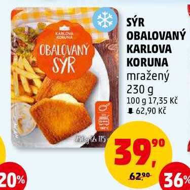 SÝR OBALOVANÝ KARLOVA KORUNA mražený, 230 g 