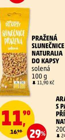 PRAŽENÁ SLUNEČNICE NATURALIA DO KAPSY solená, 100 g 