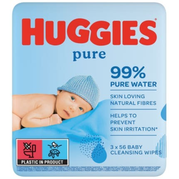 Huggies Vlhčené ubrousky Pure 3x56ks