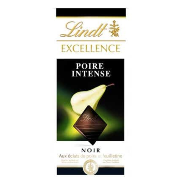 Lindt Excellence Hořká čokoláda s hruškovou náplní a kousky mandlí