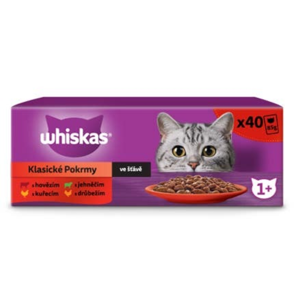 Whiskas Kapsičky klasický výběr ve šťávě pro dospělé kočky 40x85g