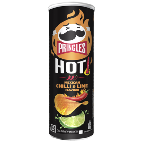 Pringles Hot, příchuť chilli a limetka