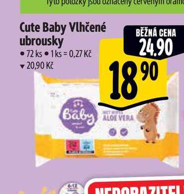   Cute Baby Vlhčené ubrousky 72 ks 