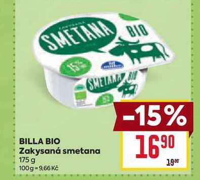 BILLA BIO SMETANA Zakysaná smetana 175 g 