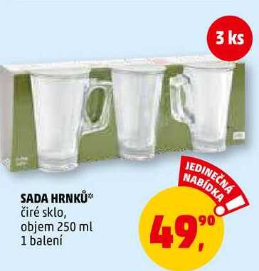 SADA HRNKŮ čiré sklo, objem 250 ml, 1 balení 