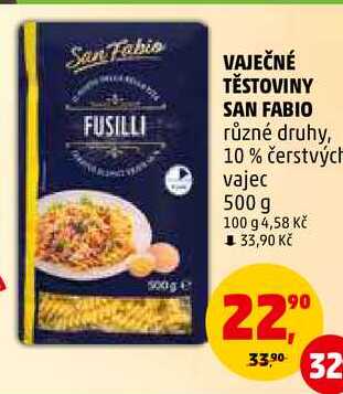 VAJEČNÉ TĚSTOVINY SAN FABIO různé druhy, 10% čerstvých vajec, 500 g