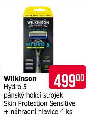 Wilkinson Hydro 5 pánský holicí strojek Skin Protection Sensitive + náhradní hlavice 4 ks 