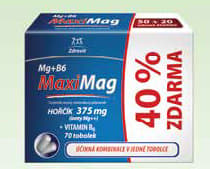 MaxiMag Hořčík 375 mg+B6 40 % ZDARMA, 70 tobolek