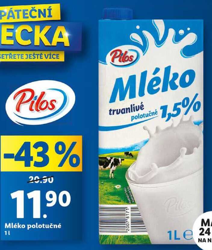 Mléko polotučné, 1 l