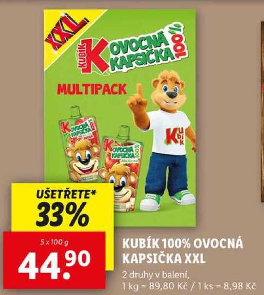 KUBÍK 100% OVOCNÁ KAPSIČKA XXL, 5x 100 g