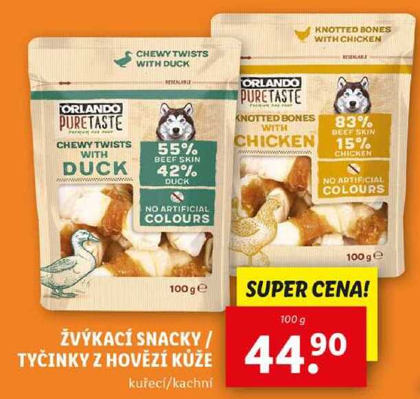 ŽVÝKACÍ SNACKY/TYČINKY Z HOVĚZÍ KŮŽE, 100 g