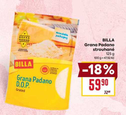 BILLA Grana Padano strouhané 125 g