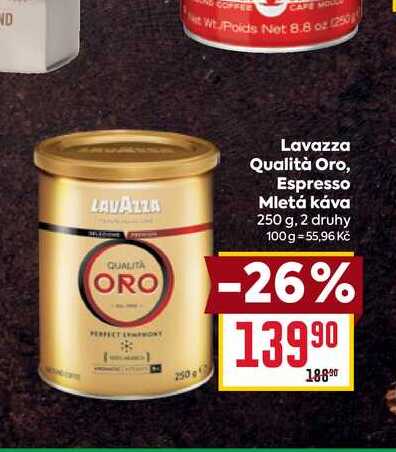 Lavazza Qualità Oro, Espresso Mletá káva 250 g