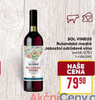 SOL VINEUS Rulandské modré jakostní odrůdové víno 0,75l