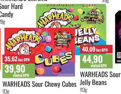 WARHEADS Sour  Chewy Cubes/WARHEADS Sour  Jelly Beans 113g