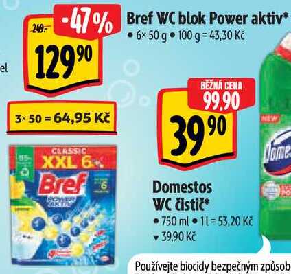 Bref WC blok Power aktiv, 6x 50 g