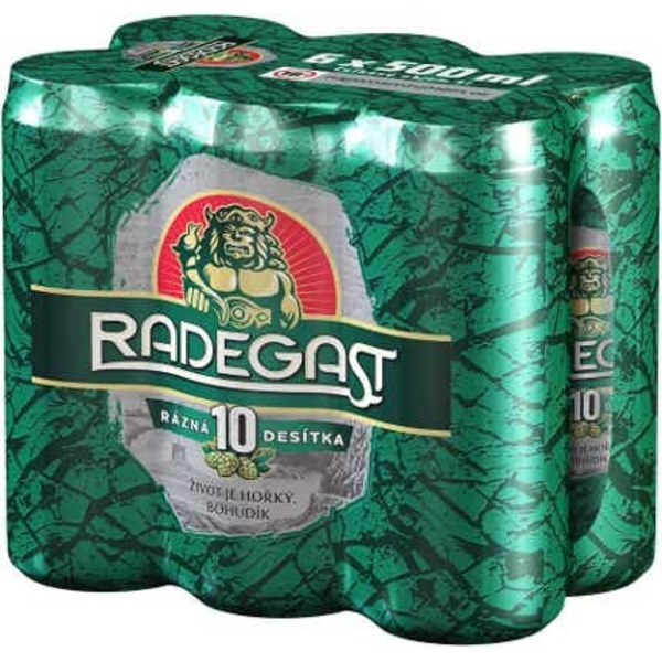 Radegast Rázná 10, světlý výčepní, plech 6 x 0,5l