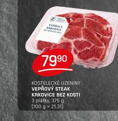 VEPŘOVÝ STEAK KRKOVICE BEZ KOSTI 3 plátky, 375 g