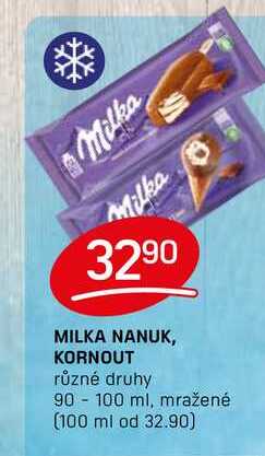 MILKA NANUK, KORNOUT různé druhy 90 -100 ml