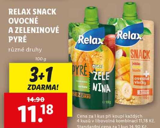 RELAX SNACK OVOCNÉ A ZELENINOVÉ PYRÉ, 100 g