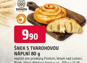 ŠNEK S TVAROHOVOU NÁPLNÍ 80 g 