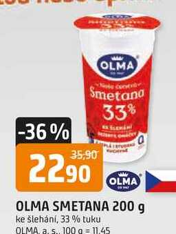 OLMA SMETANA 200 g ke šlehání, 33 % tuku