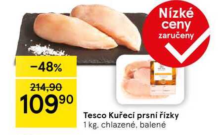 Tesco Kuřecí prsní řízky, 1 kg. chlazené, balené 