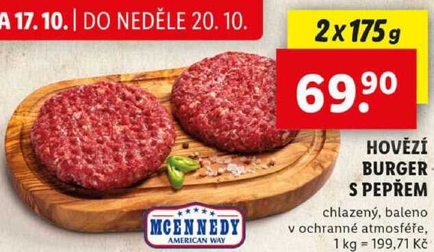 HOVĚZÍ BURGER S PEPŘEM, 2x 175 g