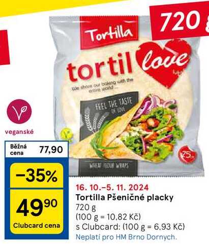 Tortilla Pšeničné placky, 720 g