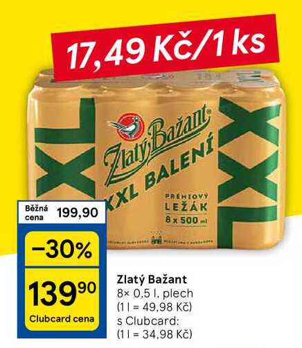 Zlatý Bažant, 8 x 0,5 l plech