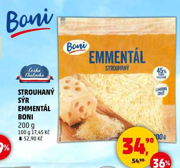 STROUHANÝ SÝR EMMENTÁL BONI, 200 g