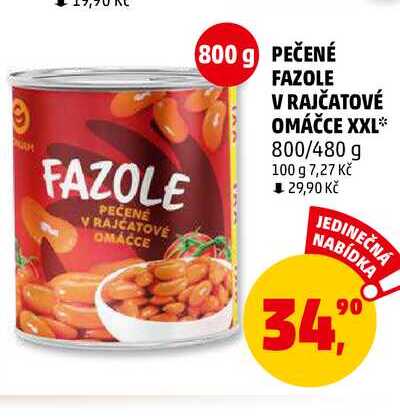 PEČENÉ FAZOLE V RAJČATOVÉ OMÁČCE XXL, 800 g