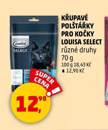 KŘUPAVÉ POLŠTÁŘKY PRO KOČKY LOUISA SELECT, 70 g 