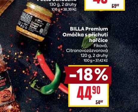 BILLA Premium Omáčka s příchutí hořčice Fíková, Citronovozázvorová 120 g