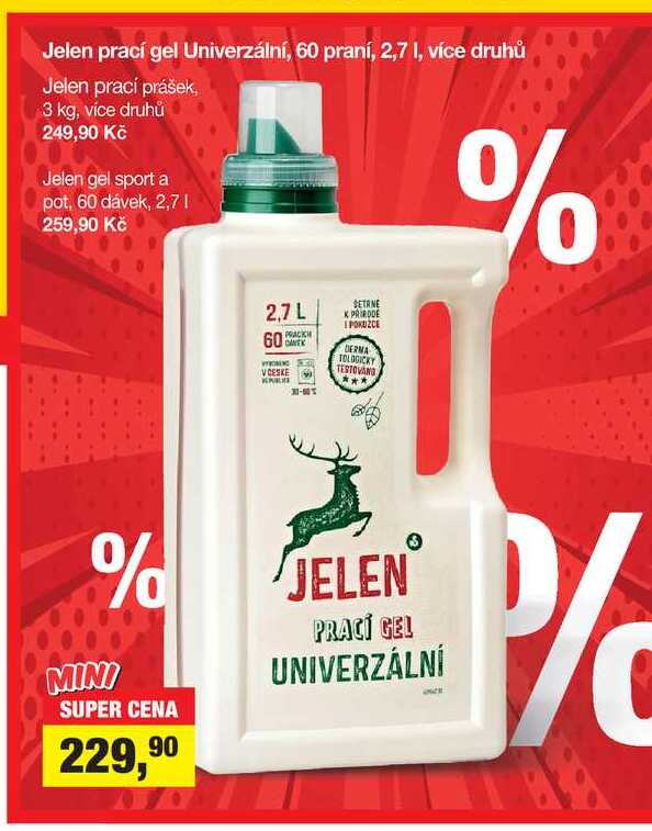 Jelen prací gel Univerzální, 60 praní, 2,7 l