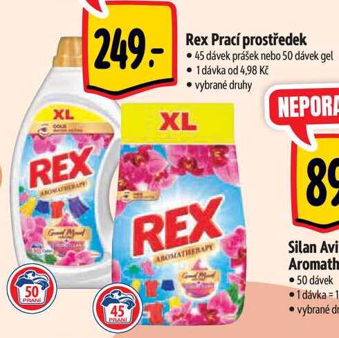 Rex Prací prostředek, 45 dávek prášek nebo 50 dávek gel 