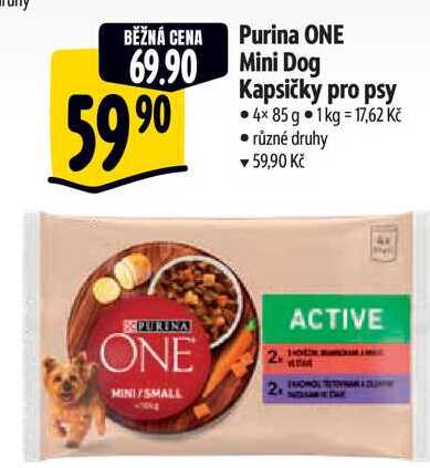 Purina ONE Mini Dog Kapsičky pro psy, 4x 85 g 