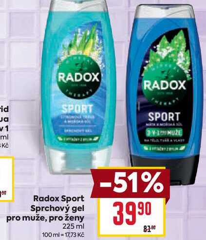 Radox Sport Sprchový gel pro muže, pro ženy 225 ml