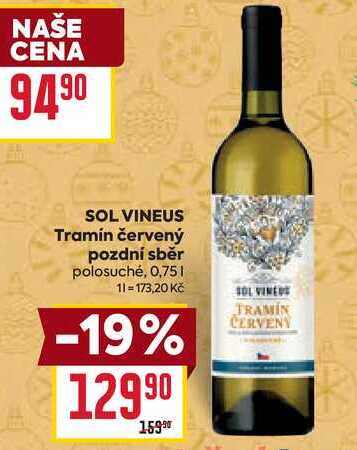 SOL VINEUS Tramín červený pozdní sběr polosuché, 0,75l