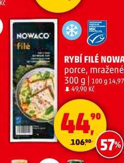 RYBÍ FILÉ NOWACO porce, mražené, 300 g