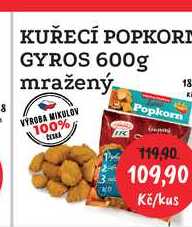 KUŘECÍ POPKORM GYROS 600g mražený