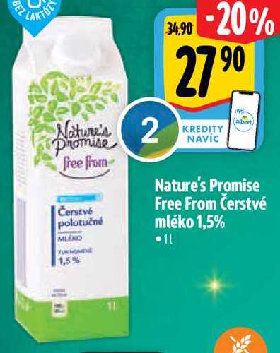 Nature's Promise Free From Čerstvé mléko 1,5%, 1 l