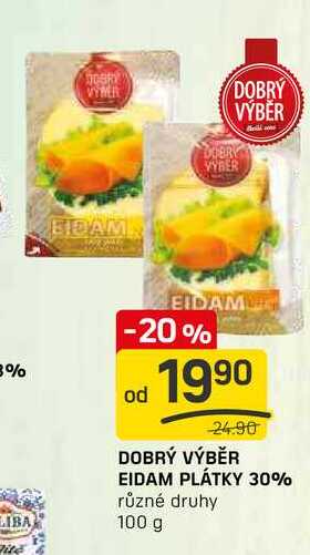 DOBRÝ VÝBĚR EIDAM PLÁTKY 30% 100g