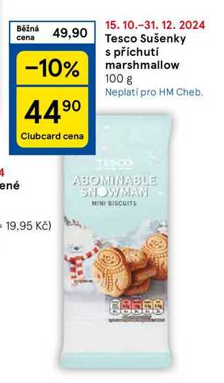 Tesco Sušenky s příchutí marshmallow, 100 g 