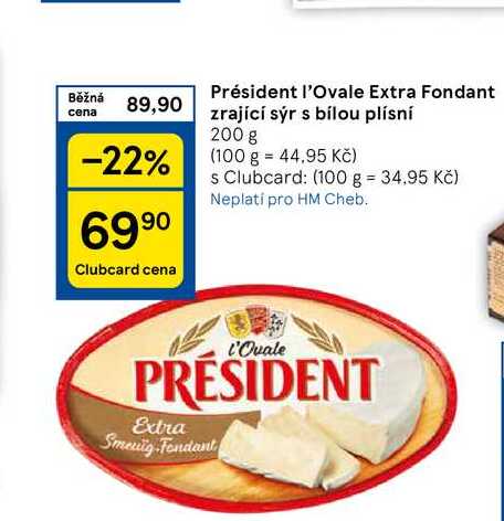 Président l'Ovale Extra Fondant zrající sýr s bílou plísní, 200 g