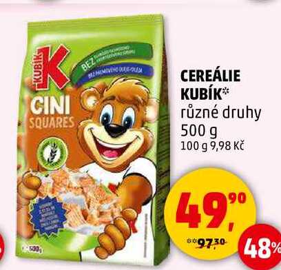 CEREÁLIE KUBÍK různé druhy, 500 g