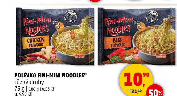 POLÉVKA FINI-MINI NOODLES různé druhy, 75 g