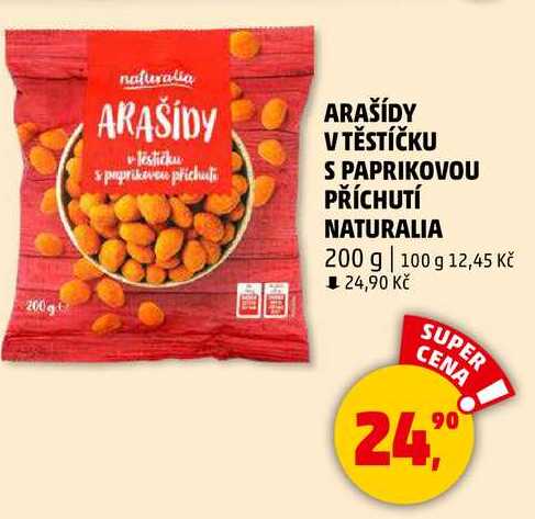 ARAŠÍDY VTĚSTÍČKU S PAPRIKOVOU PŘÍCHUTÍ NATURALIA, 200 g